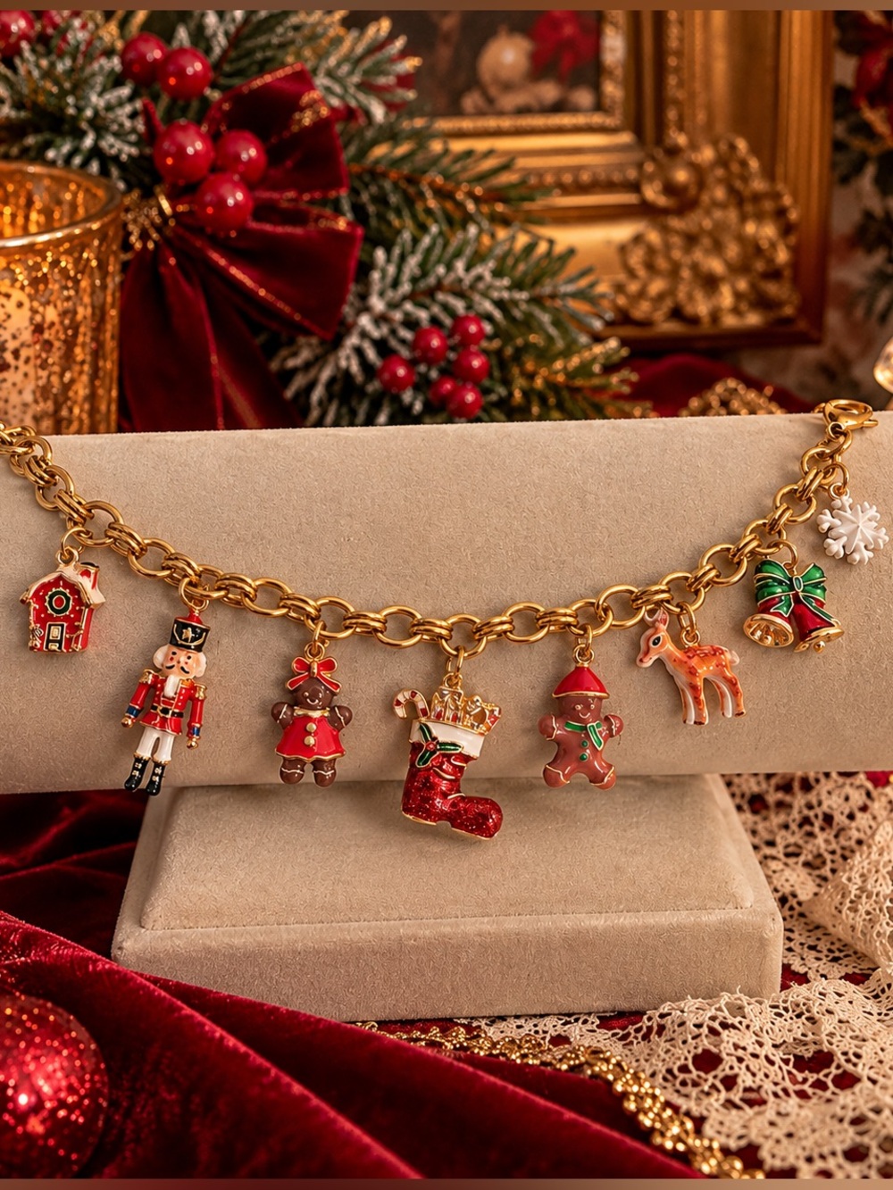 Handmade Christmas Charm Bracelet | Unique Holiday Jewelry